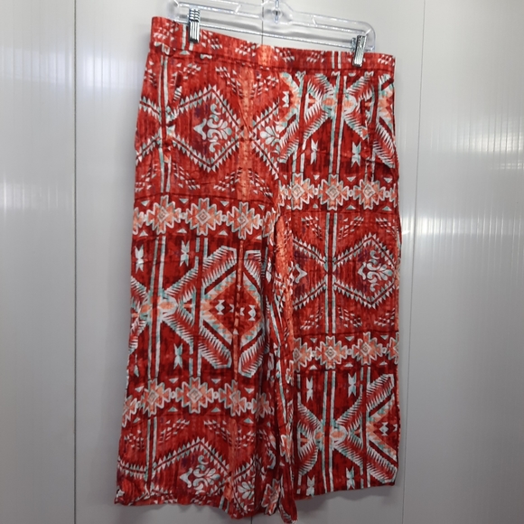 Cato Women's Orange Square Pants Capri Pants Elastic Waist Size L - Picture 3 of 13